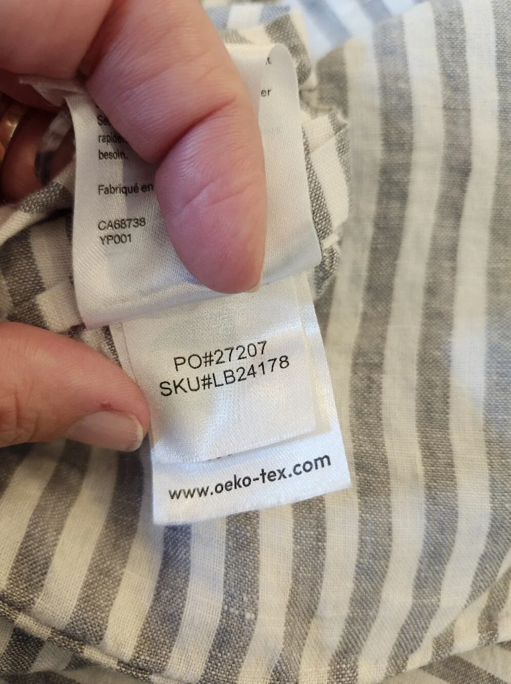 Quince European Linen Duvet Cover King / California King Gray White Stripe EUC